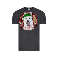 Vintage Black Christmas White Shepherd With Buffalo Plaid Vintage Tee - RanaPortraitStore