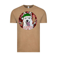 Vintage Coffee Christmas White Shepherd With Buffalo Plaid Vintage Tee - RanaPortraitStore