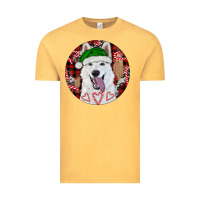 Vintage Mustard Christmas White Shepherd With Buffalo Plaid Vintage Tee - RanaPortraitStore