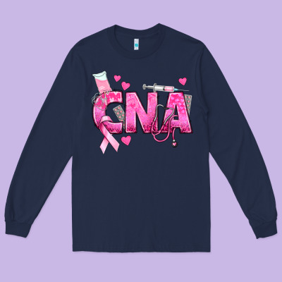 Breast Cancer Cna Certified Nursing Assistant Long Sleeve Tee Designed By Texasbilliewilder