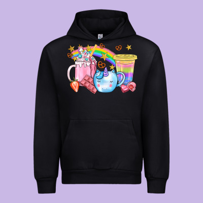 Unicorn Coffee Cup With Star Bbs Urban Hoodie Designed By Bundleandbundleshop