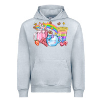 Heather Grey Unicorn Coffee Cup With Star Bbs Urban Hoodie - BundleAndBundleShop