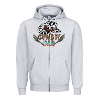 Heather Grey cowboy dad Zipper Hoodie - CowhideDigitalArt