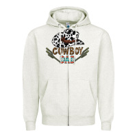 Oatmeal Heather cowboy dad Zipper Hoodie - CowhideDigitalArt