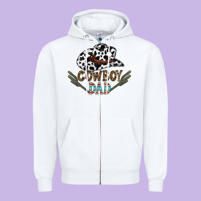 Cowboy Dad Zipper Hoodie Designed By Cowhidedigitalart