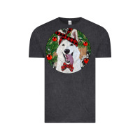 Vintage Black Christmas White Shepherd With Cowhide Vintage Tee - RanaPortraitStore