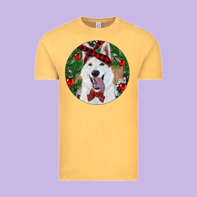 Vintage Tee Christmas White Shepherd With Cowhide