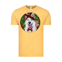 Vintage Mustard Christmas White Shepherd With Cowhide Vintage Tee - RanaPortraitStore