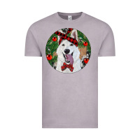 Vintage Zinc Christmas White Shepherd With Cowhide Vintage Tee - RanaPortraitStore