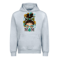 Heather Grey Western Messy Bun Mom With Sunflower Urban Hoodie - BundleAndBundleShop