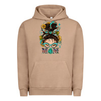 Pigment Burro Western Messy Bun Mom With Sunflower Urban Hoodie - BundleAndBundleShop