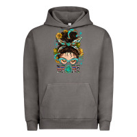 Pigment Tornado Western Messy Bun Mom With Sunflower Urban Hoodie - BundleAndBundleShop