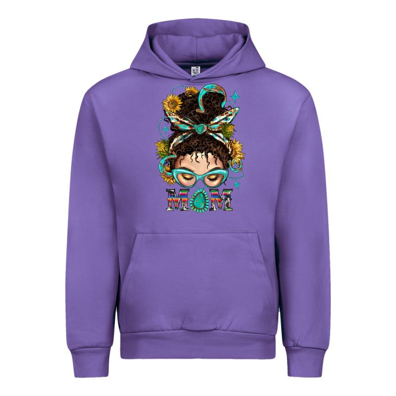 Western Messy Bun Mom With Sunflower Urban Hoodie by BundleAndBundleShop | Teevron