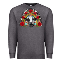 Charcoal Heather black and white baby cow floral rose rainbow Premium Sweatshirt - BarkalooDesign