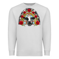 Dove Grey black and white baby cow floral rose rainbow Premium Sweatshirt - BarkalooDesign