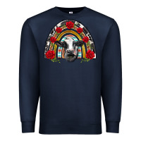 Navy black and white baby cow floral rose rainbow Premium Sweatshirt - BarkalooDesign