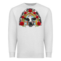 Oatmeal Heather black and white baby cow floral rose rainbow Premium Sweatshirt - BarkalooDesign