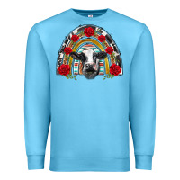 Ocean Blue black and white baby cow floral rose rainbow Premium Sweatshirt - BarkalooDesign
