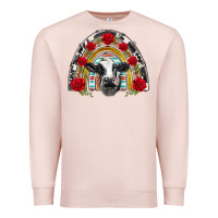Pale Pink black and white baby cow floral rose rainbow Premium Sweatshirt - BarkalooDesign