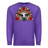 Purple black and white baby cow floral rose rainbow Premium Sweatshirt - BarkalooDesign