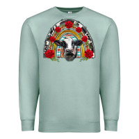 Seafoam black and white baby cow floral rose rainbow Premium Sweatshirt - BarkalooDesign