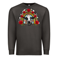 Smoke black and white baby cow floral rose rainbow Premium Sweatshirt - BarkalooDesign