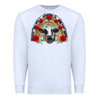 White black and white baby cow floral rose rainbow Premium Sweatshirt - BarkalooDesign
