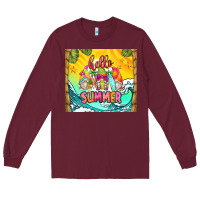 Burgundy hello summer gnomes Long Sleeve Tee - Zillion Design Studio