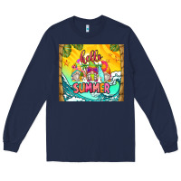 Navy hello summer gnomes Long Sleeve Tee - Zillion Design Studio