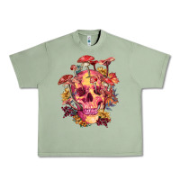 Oil Green Floral skeleton with mushrooms Urban Heavy Tee - RanaPortraitStore