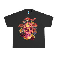 Pigment Black Floral skeleton with mushrooms Urban Heavy Tee - RanaPortraitStore