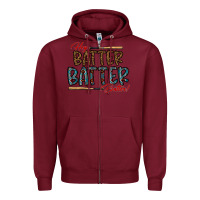 Burgundy hey batter batter batter Zipper Hoodie - CowhideDigitalArt
