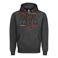 Charcoal Heather hey batter batter batter Zipper Hoodie - CowhideDigitalArt