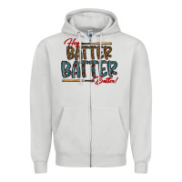 Dove Grey hey batter batter batter Zipper Hoodie - CowhideDigitalArt