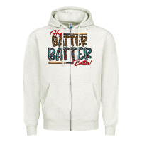 Oatmeal Heather hey batter batter batter Zipper Hoodie - CowhideDigitalArt