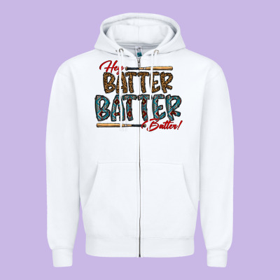 Hey Batter Batter Batter Zipper Hoodie Designed By Cowhidedigitalart