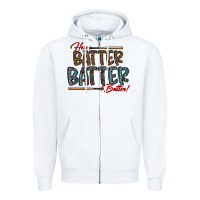 White hey batter batter batter Zipper Hoodie - CowhideDigitalArt