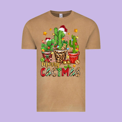 Christmas Cactus Merry Cactmas Vintage Tee Designed By Zillion Design Studio