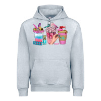 Heather Grey Nail Coffee Cups With Rings Bbs Urban Hoodie - BundleAndBundleShop
