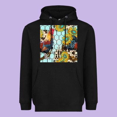 Western Rooster Seamless Pattern Heavyweight Hoodie Designed By Bundleandbundleshop