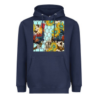 Navy western rooster seamless pattern Heavyweight Hoodie - BundleAndBundleShop
