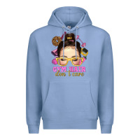Colony Blue messy bun gym hair dont care Premium Hoodie - NancyCooperArtShop