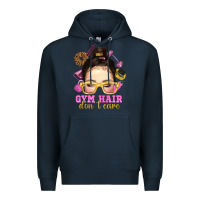 Navy messy bun gym hair dont care Premium Hoodie - NancyCooperArtShop