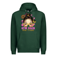 Sports Green messy bun gym hair dont care Premium Hoodie - NancyCooperArtShop