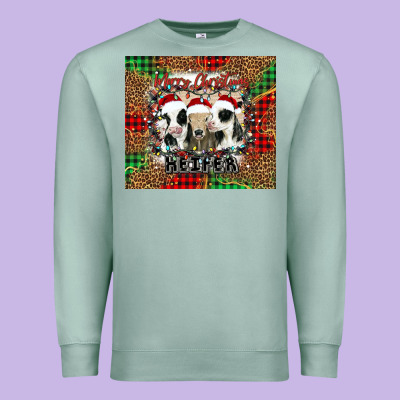 Merry Christmas Heifer Premium Sweatshirt Designed By Jasminsmagicworld