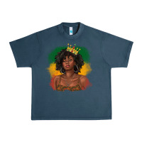 Midnight Navy black queen with juneteenth flag Urban Heavy Tee - texasbilliewilder