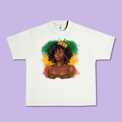Urban Heavy Tee black queen with juneteenth flag