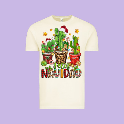 Christmas Cactus Feliz Navidad Vintage Tee Designed By Zillion Design Studio