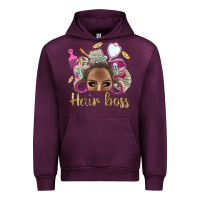 Mauve Wine Hair Boss Afro Messy Bun With Money Bbs Urban Hoodie - BundleAndBundleShop