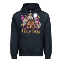 Navy Hair Boss Afro Messy Bun With Money Bbs Urban Hoodie - BundleAndBundleShop